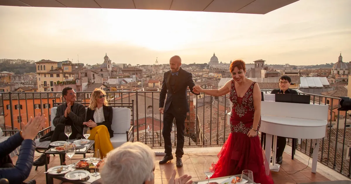 Verdi, Puccini and Rossini on the rooftop where The Great Beauty was filmed, with a 360-degree view and an ape, an opera dinner in Rome, opera houses in Rome