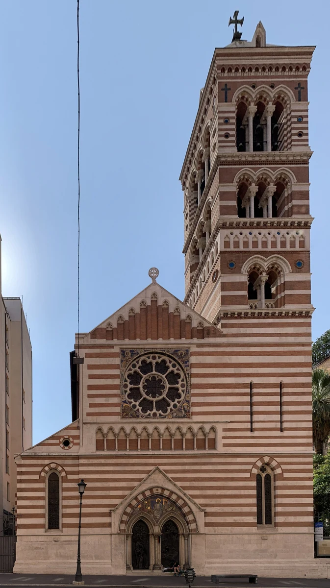 The striped facade of St Paul's Within the Walls on Via Nazionale, rome opera house or opera concert